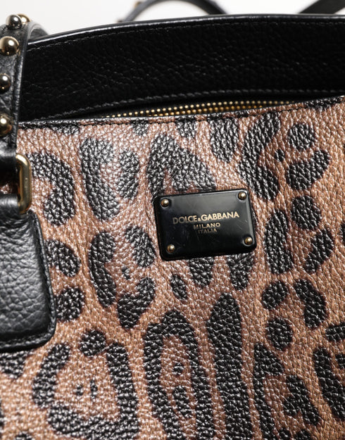Dolce & Gabbana GLAM Leopard Tote Bag in Brown Leather for Women